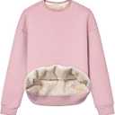 Yeokou Womens Winter Casual Sherpa Fleece Round Collar Pullover Sweatshirt Outerwear XS