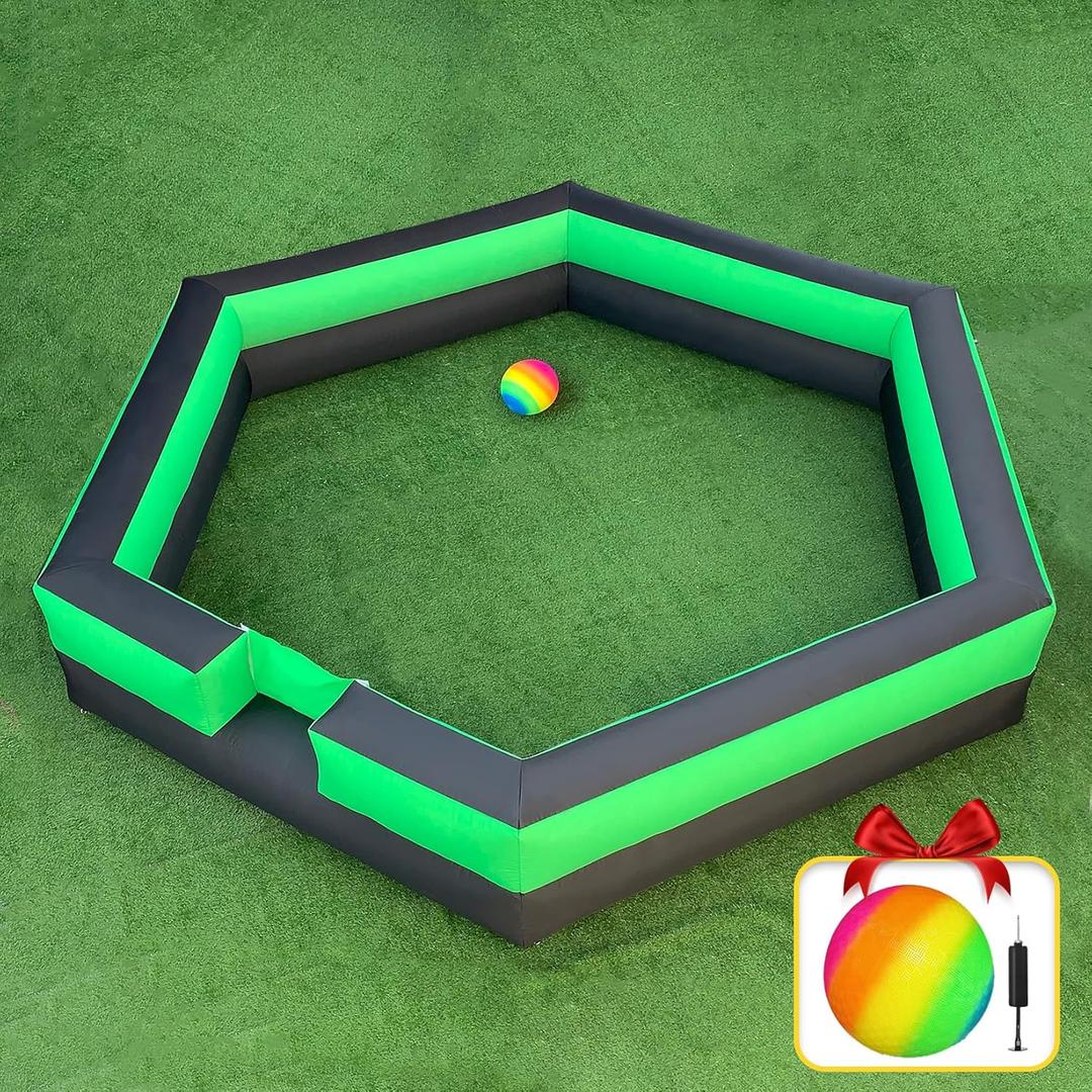 17FT Gaga Ball Pit Portable,Inflatable Gaga Ball Pit with Blower for Indoor Outdoor School Family Activities Giant Inflatable Sport Games (Green)
