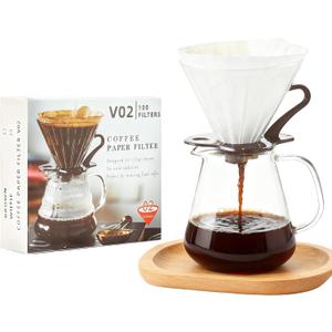 Size 02 Cone Coffee Filters, 100 Count Unbleached Natural Paper Coffee Filter for 2-4 Cup Pour Over - Compatible with Drip Coffee Maker and V60 Coffee Filters