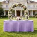 Light Purple Spandex Table Skirt for Rectangle Tables (4ft) | 1-Pack Stretch Pleated Tablecloth for 48" L x 24" W x 30" H Rectangular Tables | Suitable for Banquets, Trade Shows, Birthday