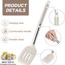 Onader Silicone Cooking Utensils Set of 15, Kitchen Utensils Set with Holder for Nonstick Cookware, 446F Heat Resistant Stainless Steel Handle - Khaki