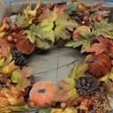 Fall Wreaths for Front Door 26'' Autumn Velvet Pumpkin Wreath with Metal Hook Large Harvest Maple Wreath Fall Decoration for Home Halloween Thanksgiving Decoration, Briful