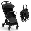 INFANS Lightweight Baby Stroller, Ultra-Compact Fold Airplane Ready Travel Stroller, One-Hand Gravity Fold Near Flat Recline Seat, Foldable Toddler for Infant 0-36 Month (Black)