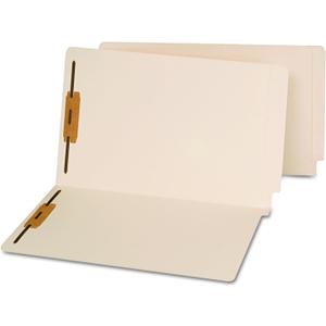 Universal Reinforced End Tab Fastener Folders, 0.75" Expansion, 2 Fasteners, Legal Size, Manila Exterior, 50/Box