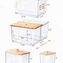 Trash Bag Dispenser Dishwasher Pod Holder - 5 in 1 Plastic Garbage Bag Under Sink Organizer, Acrylic Dryer Sheet Balls Laundry Pods Container with Bamboo Lid, Pantry Organizers and Storage Box