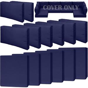 14 Piece Outdoor Patio Waterproof Cushion Covers, Fits 6-Seat Wicker Rattan Sectional Couch Chair Furniture Cover Replacement Set - Fade-Resistant Patio Cushion Covers with Zipper