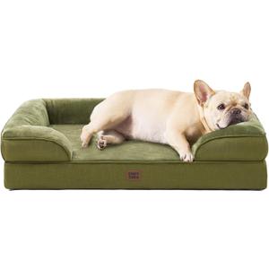 EHEYCIGA Orthopedic Dog Bed for Medium Dogs, Waterproof Memory Foam Medium Pet Beds with Sides, Non-Slip Bottom and Egg-Crate Foam Dog Couch Bed with Washable Removable Cover, Olive Green (30.0"L x 20.0"W x 6.5"Th)