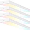 4 Pack 4FT LED Wraparound Light with 3 Wattages/3 Lumens/3 CCT Selectable, 55W/65W/75W, 5500lm/6500lm/7500lm, 3000K/4000K/5000K 4 Foot LED Wrap Light Fixture, Flush Mount Office Ceiling Light, ETL
