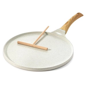 SENSARTE Nonstick Crepe Pan with Spreader, 12-Inch Natural Ceramic Coating Dosa Pan Pancake Flat Skillet Tawa Griddle with Stay-Cool Handle, Induction Compatible (White)