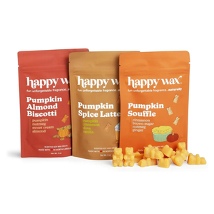 Happy Wax Classic Pumpkin Collection Scented Natural Soy Wax Melts – 6 Total Oz. Collection Includes Pumpkin Spice Latte, Pumpkin Souffle, and Pumpkin Almond Biscotti