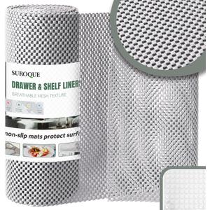 Drawer and Shelf Liner - Thick Strong Grip, Durable Non-Slip, Easy to Clean, Breathable and Non-Adhesive Cabinet Liners for Kitchen, Bathroom, Desks, Storage, Gray (11.8" W x 236.2" L)