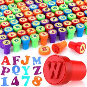 72 Pcs Number and Alphabet Stamps for Kids Letter Stamps for Kids Self Inking ABC for Boys and Girls, Classroom Rewards, Birthday Party Supplies