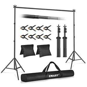 EMART Photo Video Studio 10Ft Adjustable Background Stand Backdrop Support System Kit with Carry Bag