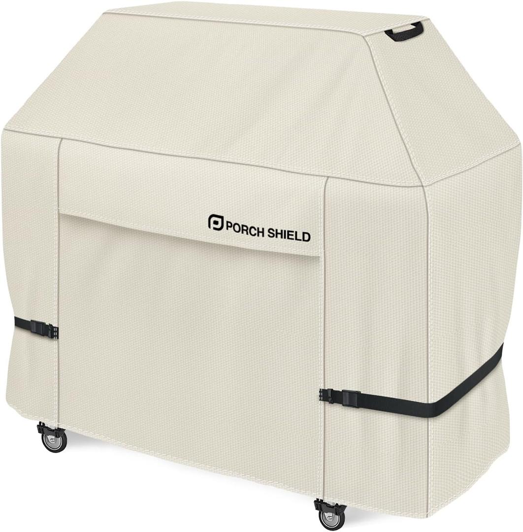 Porch Shield 50W x 24D x 46H inch Premium Gas Grill Cover Up to 48 inch, Waterproof and Fade Resistant 600D BBQ Covers for Weber, Brinkmann, Char-Broil and More, Light Tan