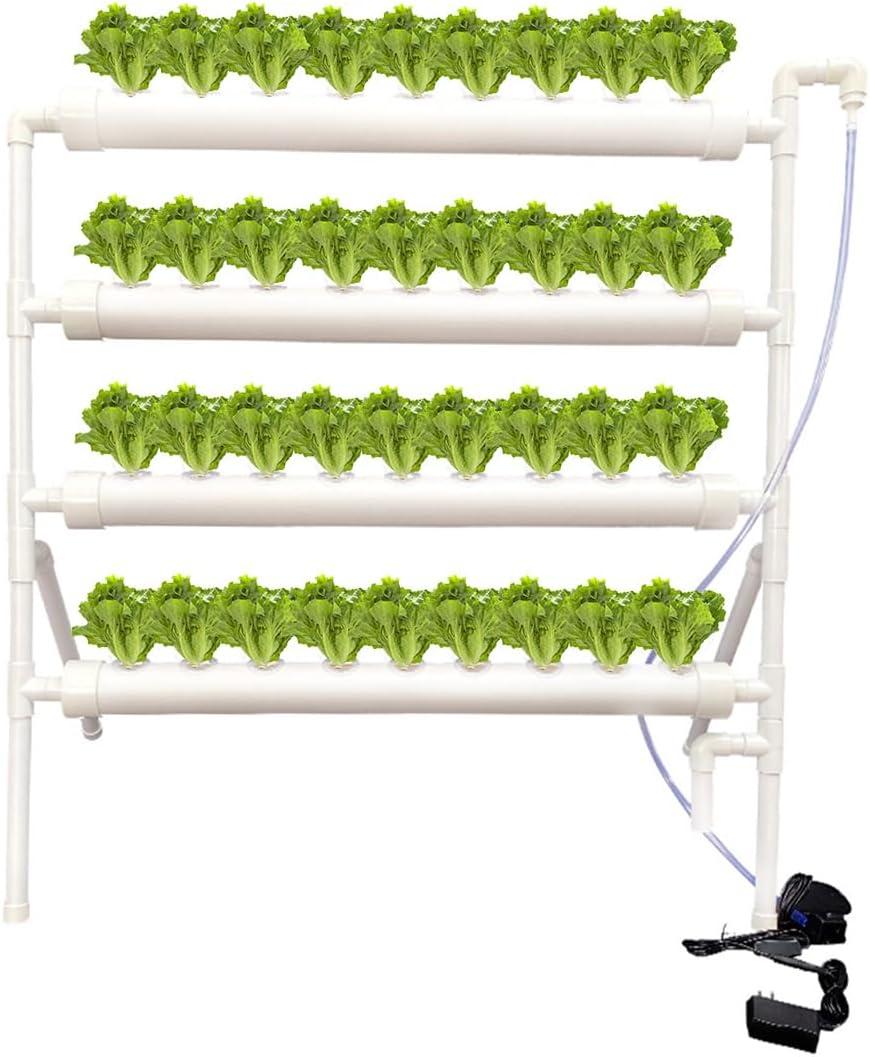 Hydroponics Growing System Kit,36 Sites PVC-Pipe Vertical Hydroponic Garden Planting Vegetables and Herbs Growth Cultivation Equipment with Pump,Timer,Planting Basket,Grow Sponges