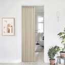 NICETOWN Linen Curtains for Bedroom Living Room, Sheer Door Curtains & Drapes 80 inches Length for Doorway Farmhouse Country Accordion Style Curtain for Sliding Glass Door, 38" Wide, Angora, 1 Panel
