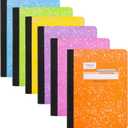 Mead Composition Notebook, 6 Pack, Wide Ruled Paper, 7-1/2" x 9-3/4", 100 Sheets per Comp Book, Assorted Colors (950054-ECM)