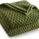 Exclusivo Mezcla Fleece Throw Blanket for Couch and Bed,Extra Soft Warm Decorative Fuzzy Throws for Women,Lightweight Cozy Blankets Size 50x60 Inches, Olive Green