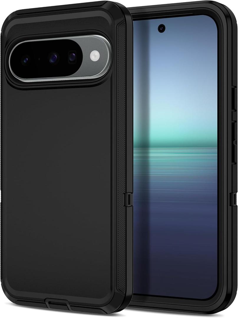 I-HONVA for Google Pixel 10 Case/Pixel 10 Pro Case Shockproof Dust/Drop Proof 3-Layer Full Body Protection [Without Screen Protector] Rugged Heavy Duty Cover for Pixel 10/10 Pro,Black