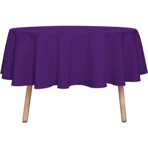sancua Round Tablecloth - 60 Inch - Water Resistant Spill Proof Washable Polyester Table Cloth Decorative Fabric Table Cover for Dining Tables, Buffet Parties and Camping, Purple