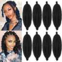 16 Inch Pre-Separated Springy Afro Twist Hair 8 Packs Spring Twist Hair For Distressed Soft Locs Natural Black Marley Twist Crochet Braiding Hair Synthetic Hair Extensions (8 Strands/Pack,1B#)