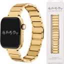 My Pretty Strap - Compatible Apple Watch Band Strap, Stainless Steel Fashion iWatch Replacement Strap- Easy Resizing, No Tool Needed, Fits Most Wrists (44MM / 45MM / 46MM / 49MM / 42MM (Series 1-3), Angelic Gold)