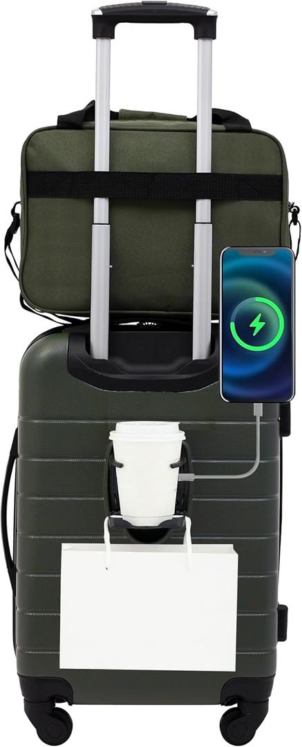 Wrangler Smart Luggage Cup Holder and USB Port, Deep Depths, 2 Piece Set