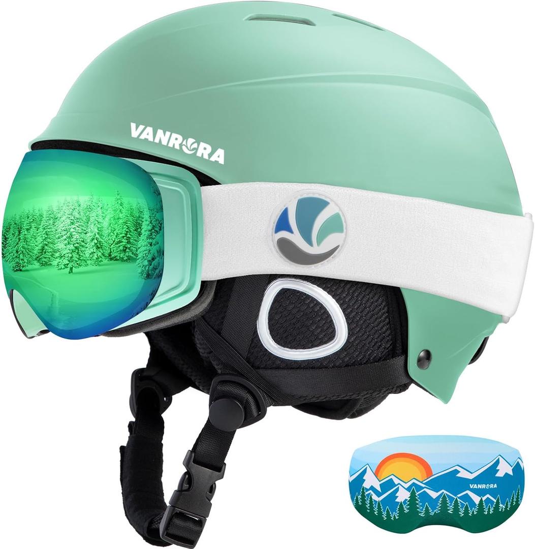 VANRORA Ski Helmet and Goggles Set - Climate Control Vent Snowboard Helmet, Interchangeable Lens Ski Goggles, for Men & Women Medium