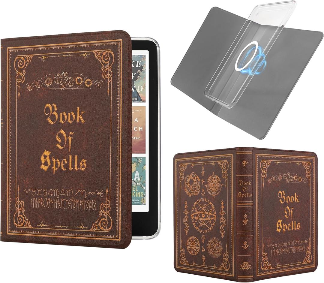 Magnetic Detachable Book Cover Case for 7" Kindle Paperwhite 12th Gen 2024 and Kindle Colorsoft Signature Edition, Slim PU Leather Case with Auto Wake/Sleep (Brown Magic)