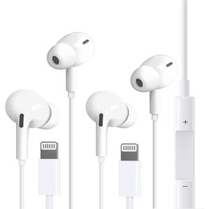 2 Packs Headphones for iPhone Wired with Built-in Microphone and Volume Control,Earbuds Compatible for iPhone 14/13/12/11/XR/XS/X/8/7/SE/Pro/Pro Max,Support All iOS System.