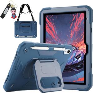 for iPad (A16) 11th Generation 11 Inch 2025/iPad 10th Generation Case 10.9 Inch 2022 with 360 Rotating Grip Magic Stand,Pen Slot/Key Chain/Shoulder Strap,Case for iPad 10th Gen (Navy Blue) for iPad (A16) 11th Generation 11 Inch 2025/iPad 10th Generation Case 10.9 Inch 2022 with 360 Rotating Grip Magic Stand,Pen Slot/Key Chain/Shoulder Strap,Case for iPad 10th Gen (Navy Blue)