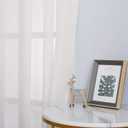 NICETOWN Patio Door Sheer Curtains 96 inch Length, Ring Top Voile Textured Airy Sheer Curtains and Drapes Elegant for Bedroom/Living Room Home Decor, Beige, 54 inch Wide, 2 Panels