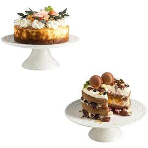 Gomakren 8 Inch Porcelain Cake Stand, 10 Inch Wedding Cake Stand for Party, Cake Plate, Round Dessert Stand for Baby Shower, Birthday, Home Decorating Stand, White