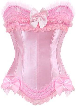 ICEGIA Women's Lace Up Boned Overbust Corset Bustier Lingerie Body shaper Top Size Small