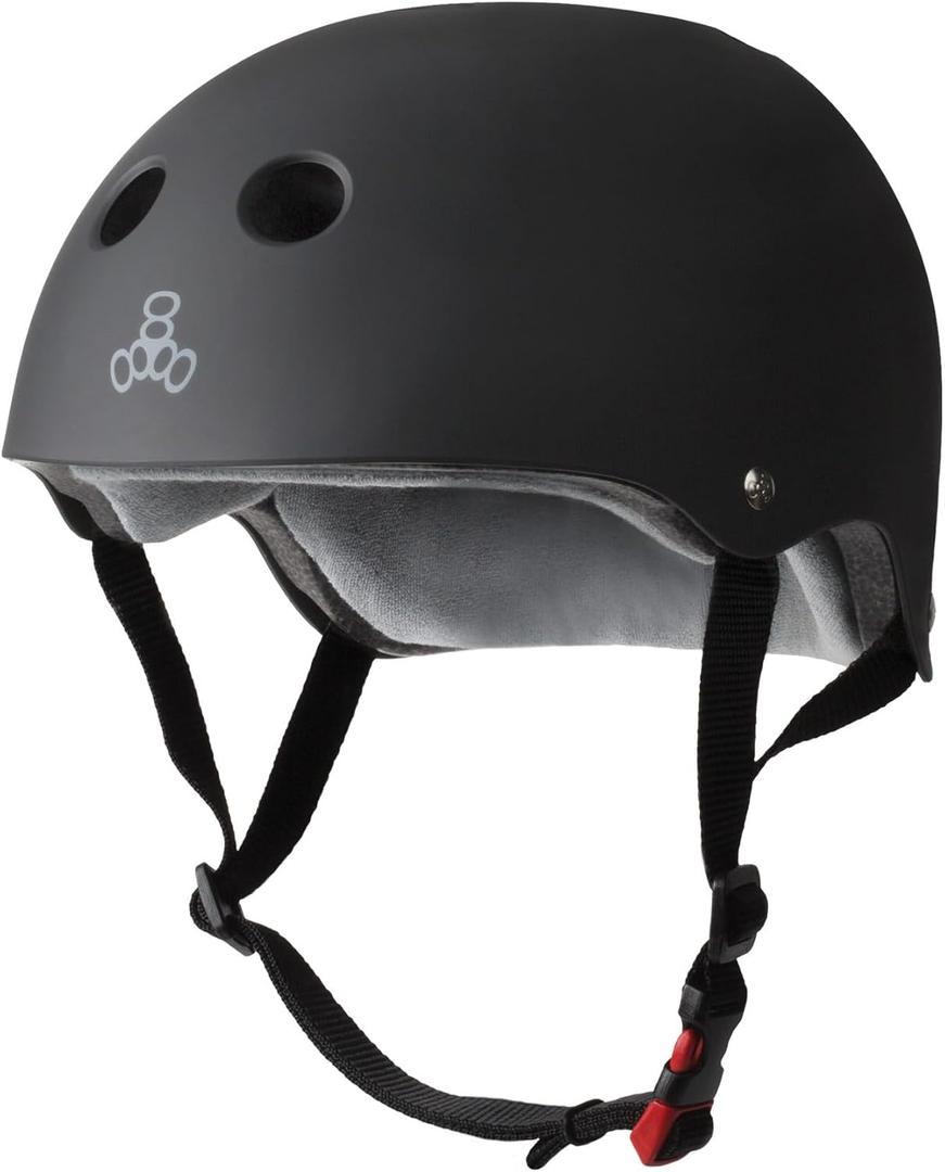Triple Eight Certified Sweatsaver Helmet for Skateboarding, BMX, Roller Derby, Roller Skating, Inline Skating, Scooter and Bike (Small/Medium, Black Matte)