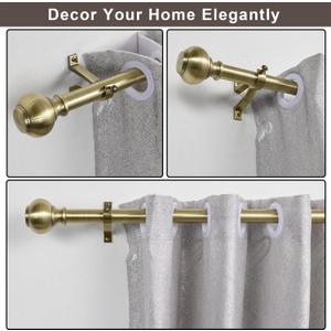 Nickel Brushed Window Curtain Rods 36 to 72 Inch, Adjustable Curtain Rod,Heavy Duty Window Rods,Thicken Sturdy Drapery Rods,Single Telescoping Decorative Curtain Rod for Window