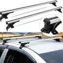 Universal Car Top Roof Rack Cross Bar 43.3" Luggage Carrier Aluminum Black Silver 120KG Includes 3 Sets of Brackets