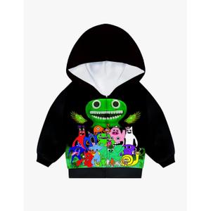 SHDEMY Boys Garten of Banban Hoodies Kids Cartoon Game Monster Zip Up Sweatshirt Horror Jacket Novelty Party Outfit 120