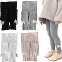 Girls Leggings for Little Girls, 2 Pack Toddler Girl Pants Leggings for Baby Tights Knitted Multi-Colors 2-9 Years (6-7 Years, White/Black)