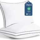 CozyLux Pillows Queen Size Set of 2, Soft and Supportive 3D Down Alternative Bed Pillow for Sleeping 2 Pack White, Luxury Hotel Quality Gusseted Bedding Pillow for Back, Stomach or Side Sleepers 18x28