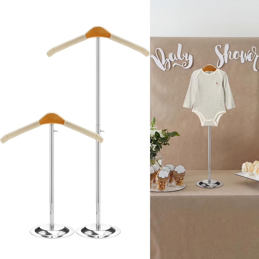 Sliner Baby Shower T Shirt Clothes Display Stand Adjustable Clothing Rack Display Flexible Shoulder Stand Portable Clothes Hanger Doll Dress Hanging Rack for Baby Shower Party (Height 16-27.9 Inches)