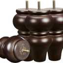 SHANJUE Wood Furniture Legs 6 inch Sofa Legs Pack of 4,Round Couch Legs Espresso Mid Century Desk Legs,Sofa Replacement Parts, for Dresser, Sideboard, Recliner, Coffee Table