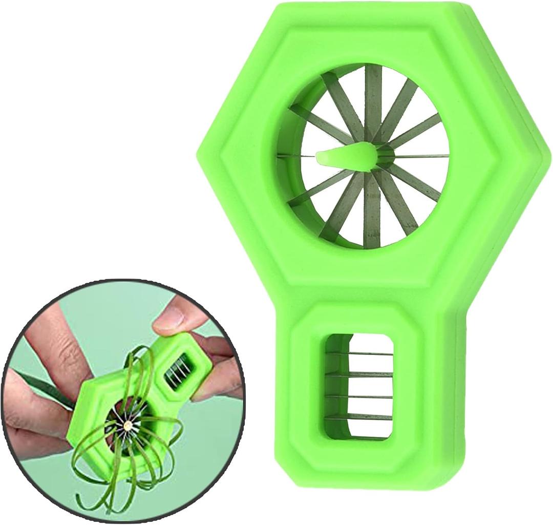 2 x Stainless Steel Multi-Blade Green Onion Cutter  Scallion Slicer, Garnish Tool, Vegetable Chopper for Shredding & Slicing, Practical Kitchen Gadget (Green)