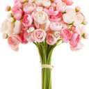 Ranunculus Artificial Flower Pink Faux Silk Mini Peony Flowers Fake Peonies Wedding Flowers DIY Bouquet for Centerpieces Arrangements Bridal Shower Decorations 15 Pcs