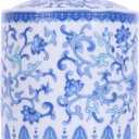 Mini Blue and White Porcelain Jar with Lid, Airtight Ceramic Spice/Tea/Condiment Container  Vintage Chinoiserie Decorative Accent, Small Vase, Storage Canister for Kitchen & Home Decor (Design F)
