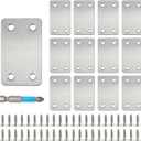 QSJ 12 Pack Flat Mending Plate, Metal Bracket, Stainless Steel Brace 2.36 x 1.49'', Fixing Joining Plate for Wood with 48PCS Screws, 1x Screwdriver., Black