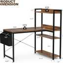 40 Inch L Shaped Computer Desk with Reversible Storage Shelves, Home Office Corner Desk Study Writing Table with Hutch, Study, Rustic Brown