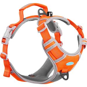 ThinkPet No Pull Harness Breathable Sport Vest with Handle-Dog Harnesses Reflective Adjustable for Medium Large Dogs (M(Chest:15"-28"), Orange)