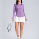 Women's Golf Shirts Lightweight UPF 50+ Long Sleeve Shirts UV Protection Quick Dry Cool Polo Shirts for Women Work Outdoor (Purple, L)