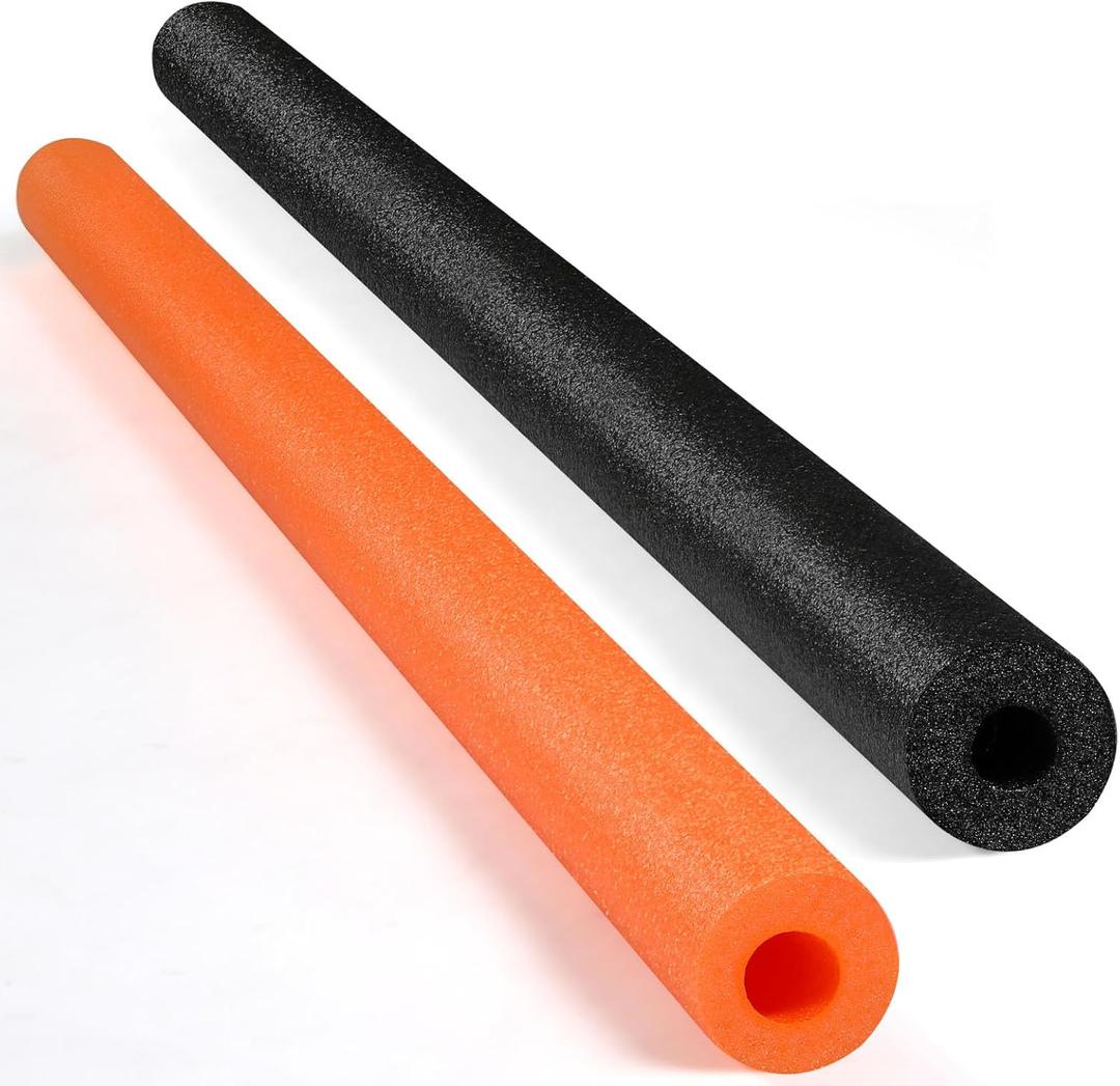 Hanaive 2 Pack Pool Noodles 52 Inch Foam Pool Swim Noodles Hollow Foam Noodle for Halloween Decoration Swimming Floats DIY Floating Craft Projects(Black, Orange)